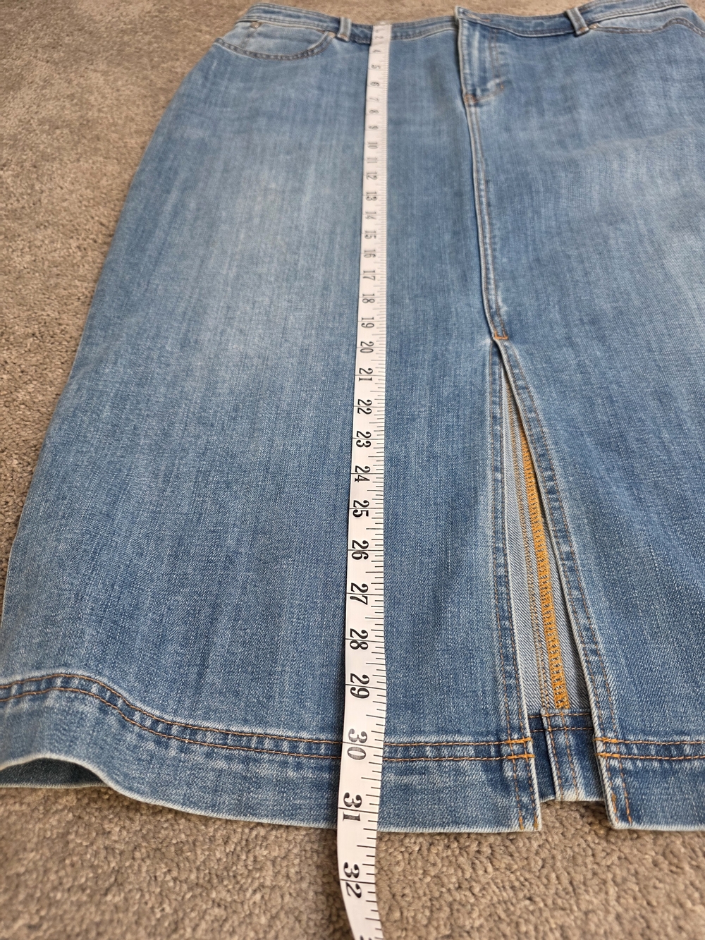 Talbots Classic Blue Denim Pencil Skirt with Front Slit – Size 16 - Picture 13 of 15